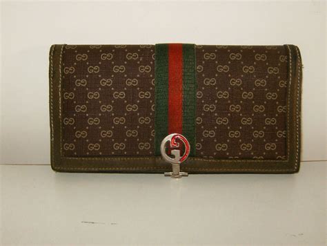 brown vintage gucci wallet|brown Gucci wallet with chain.